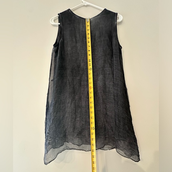 Soft Surroundings Womens XS tank top Crinkle Gray Overlay Tunic Top - Picture 4 of 6